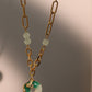 18K Real Gold Plated Jade Dragon Necklace  (EARRINGS INCLUDED)