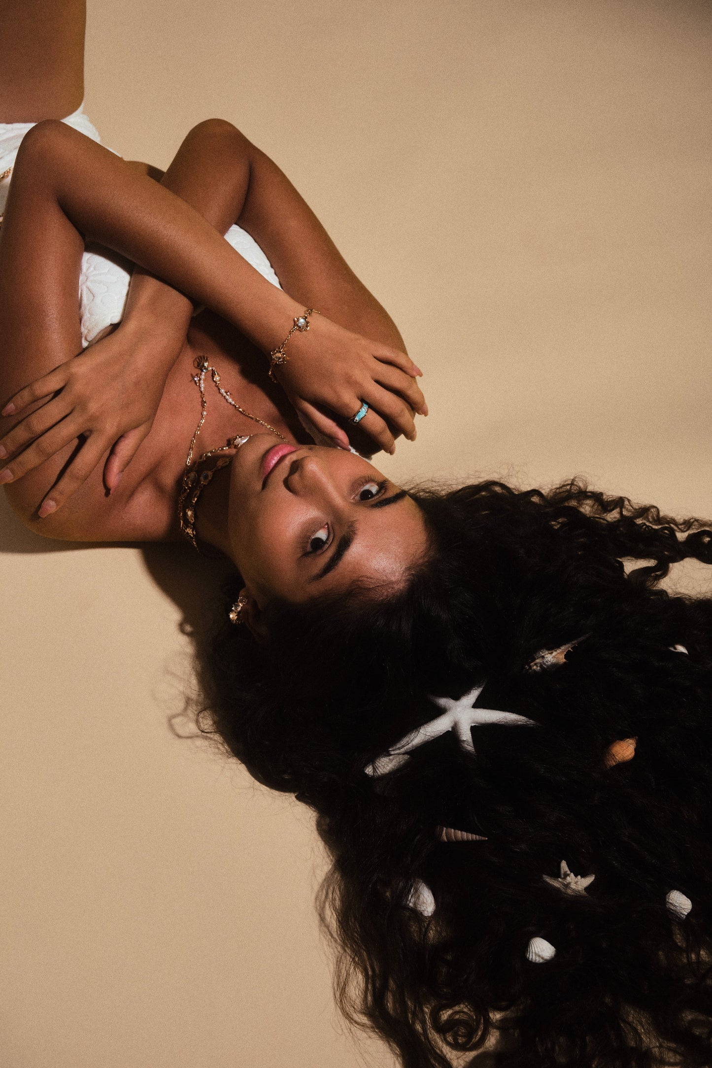 18K Real Gold Plated Multi Moonstone Shell Necklace