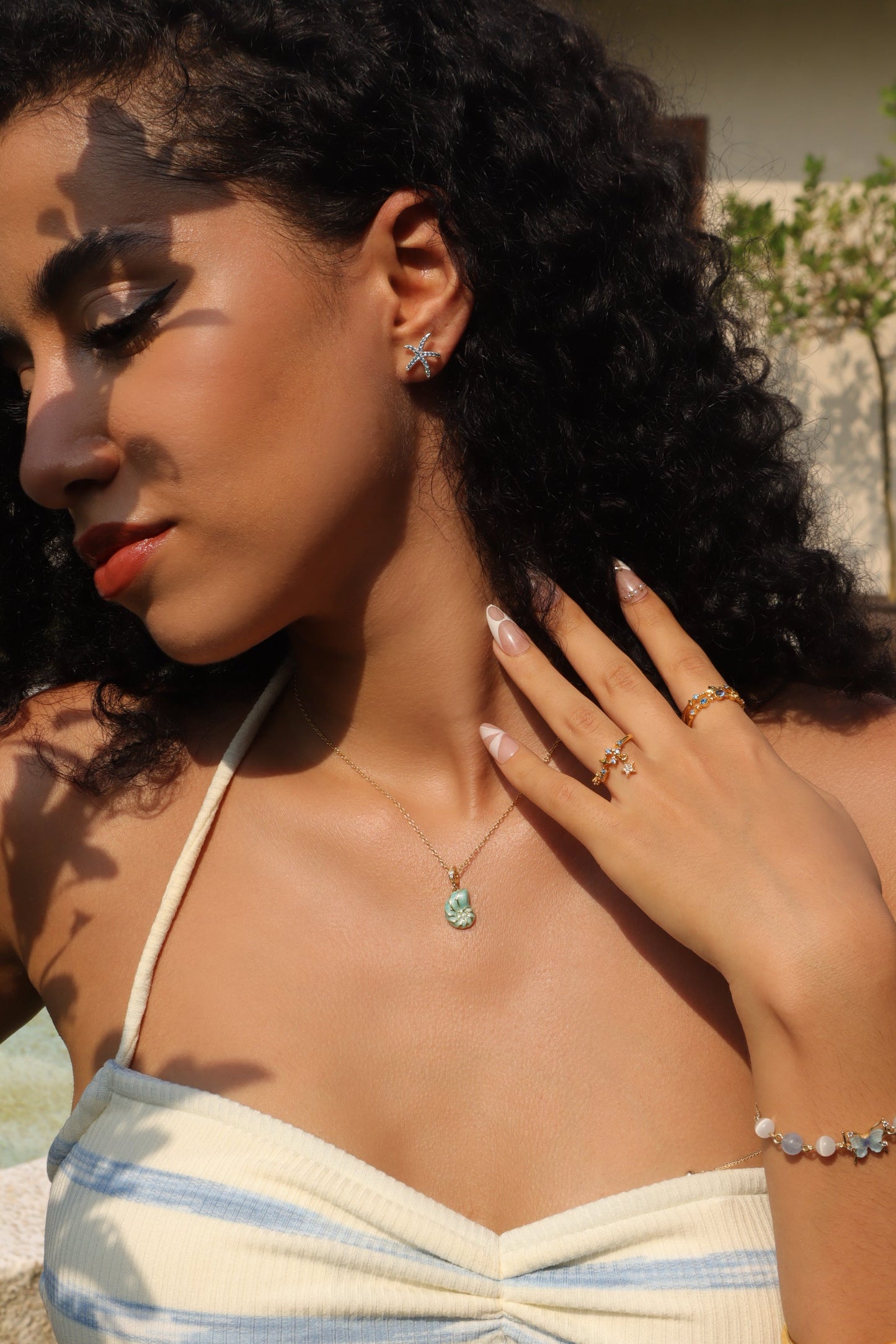 18K Gold Vermeil Blue Conch Necklace