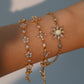 18K Real Gold Plated Multi Diamond Flower Bracelet