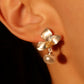 Mix Metal White Orchid Earrings