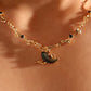 18K Real Gold Plated Black Shell Moon Necklace
