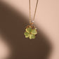 18K Real Gold Plated Spinning Jade Clover Necklace