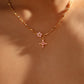 18K Real Gold Plated Pink Diamond Cross Necklace