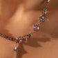 Platinum Plated Purple Glitter Gem Star Necklace