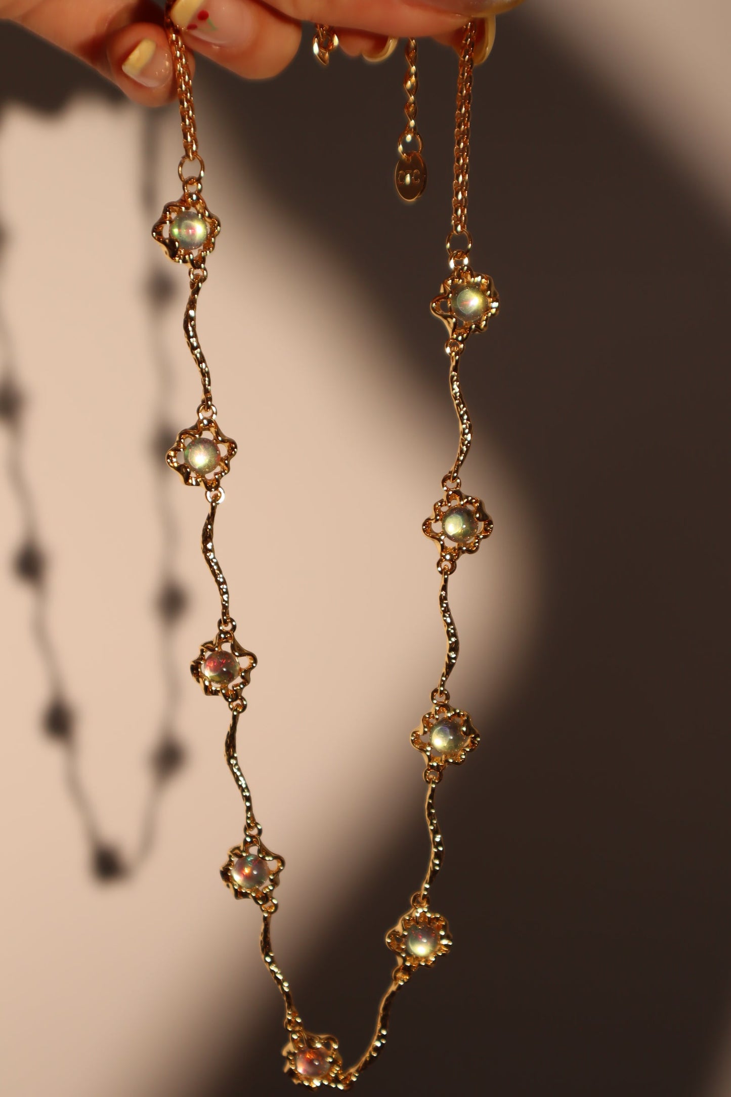 18K Real Gold Plated Multi Opal Necklace