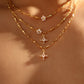 18K Real Gold Plated Diamond Cross Pendant Necklace