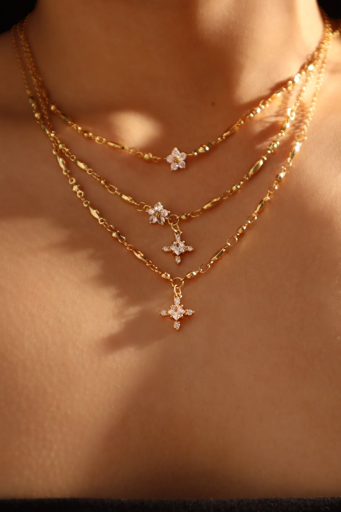 18K Real Gold Plated Diamond Cross Pendant Necklace