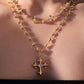 18K Real Gold Plated Diamond Cross of Hearts Necklace