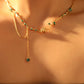 18K Real Gold Plated Green Gem Rose Necklace