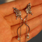 Diamonds Butterfly Pearls Dangle Earrings