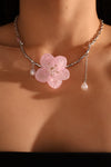 Pink Pearl Flower Necklace