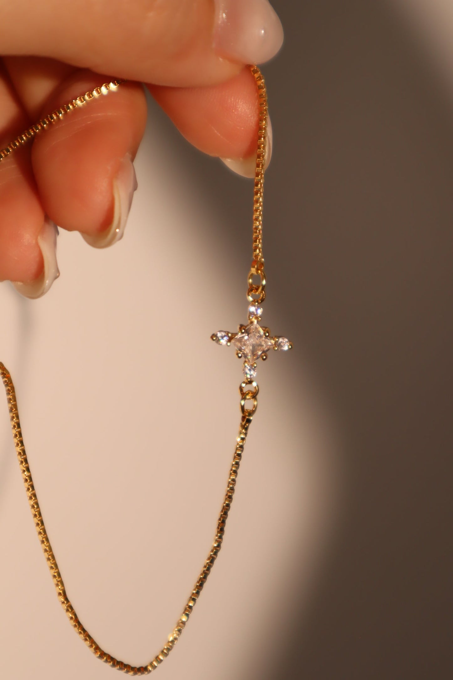 18K Real Gold Plated Diamond Cross Pendant Bracelet