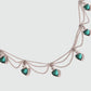 Platinum Plated Double Layer Green Heart Necklace