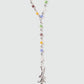 Platinum Plated Color Gem Rose Lariat Long Necklace