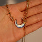 18K Real Gold Plated Moonstone Moon Star Chain Necklace