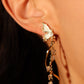 18K Real Gold Plated Butterfly Pearls Dangle Earrings