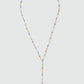 Platinum Plated Color Gem Rose Lariat Long Necklace