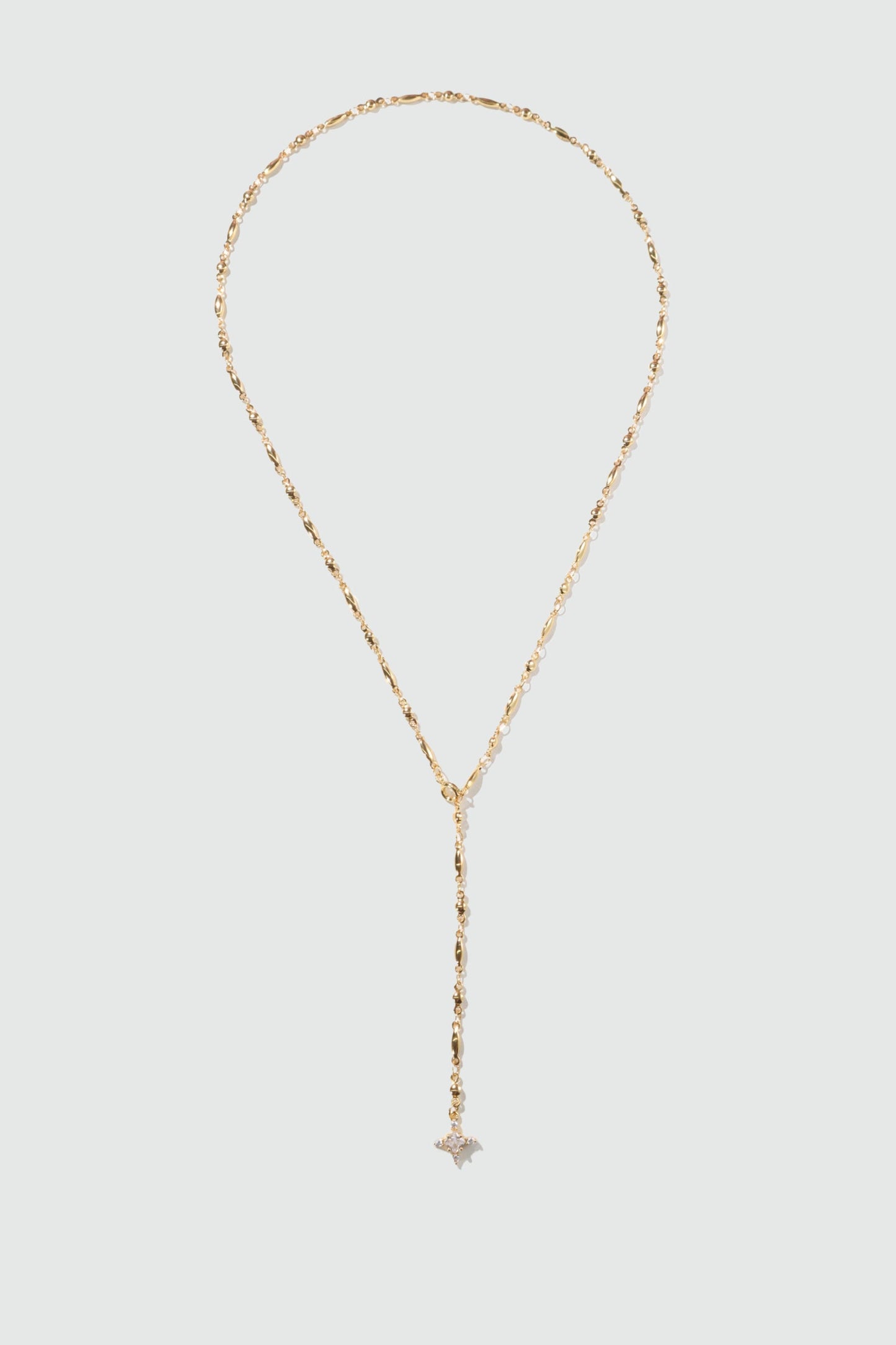 18K Real Gold Plated Diamond Cross Lariat Long Necklace