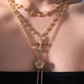 18K Real Gold Plated Diamond Cross of Hearts Necklace