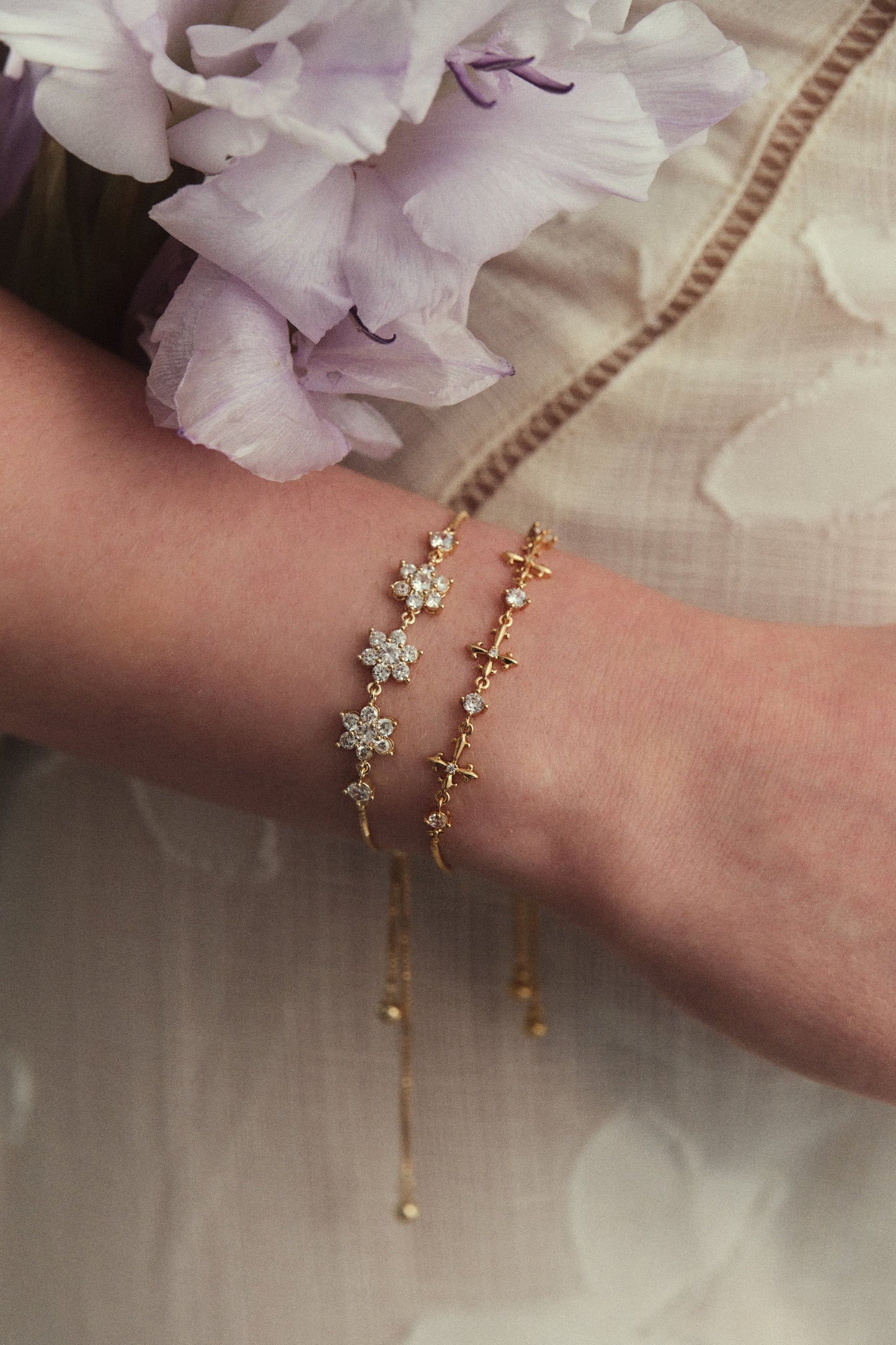 18K Real Gold Plated Multi Diamond Cross Bracelet