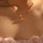 18K Real Gold Plated Pink Diamond Cross Necklace