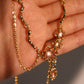 18K Real Gold Plated Pink Lavender Gem Dangle Necklace