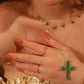 Gold Plated Green Cross Necklace