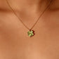 18K Real Gold Plated Spinning Jade Clover Necklace