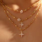 18K Real Gold Plated Diamond Cross Pendant Necklace
