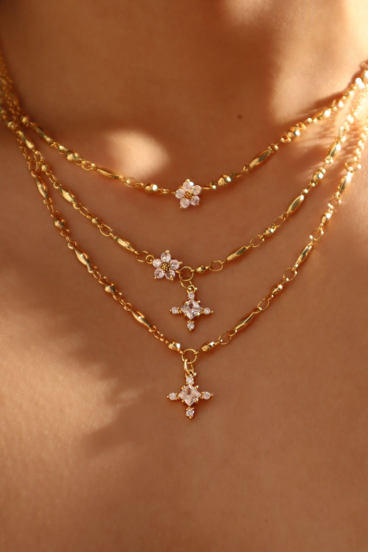 18K Real Gold Plated Diamond Cross Pendant Necklace