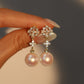 18K Real Gold Plated Diamond Flake Pearls Earrings