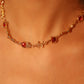 18K Real Gold Plated Multi Red Gem Twist Necklace