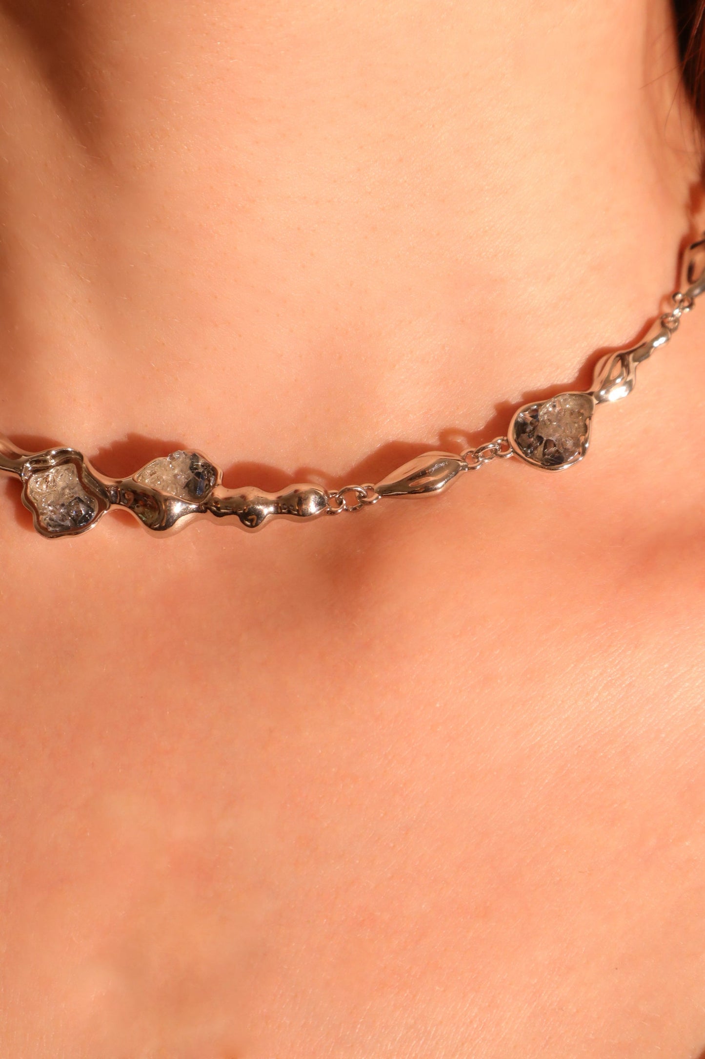 Platinum Plated Blue Crystal Necklace