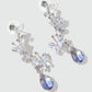Platinum Plated Diamond Butterfly Blue Drop Earrings