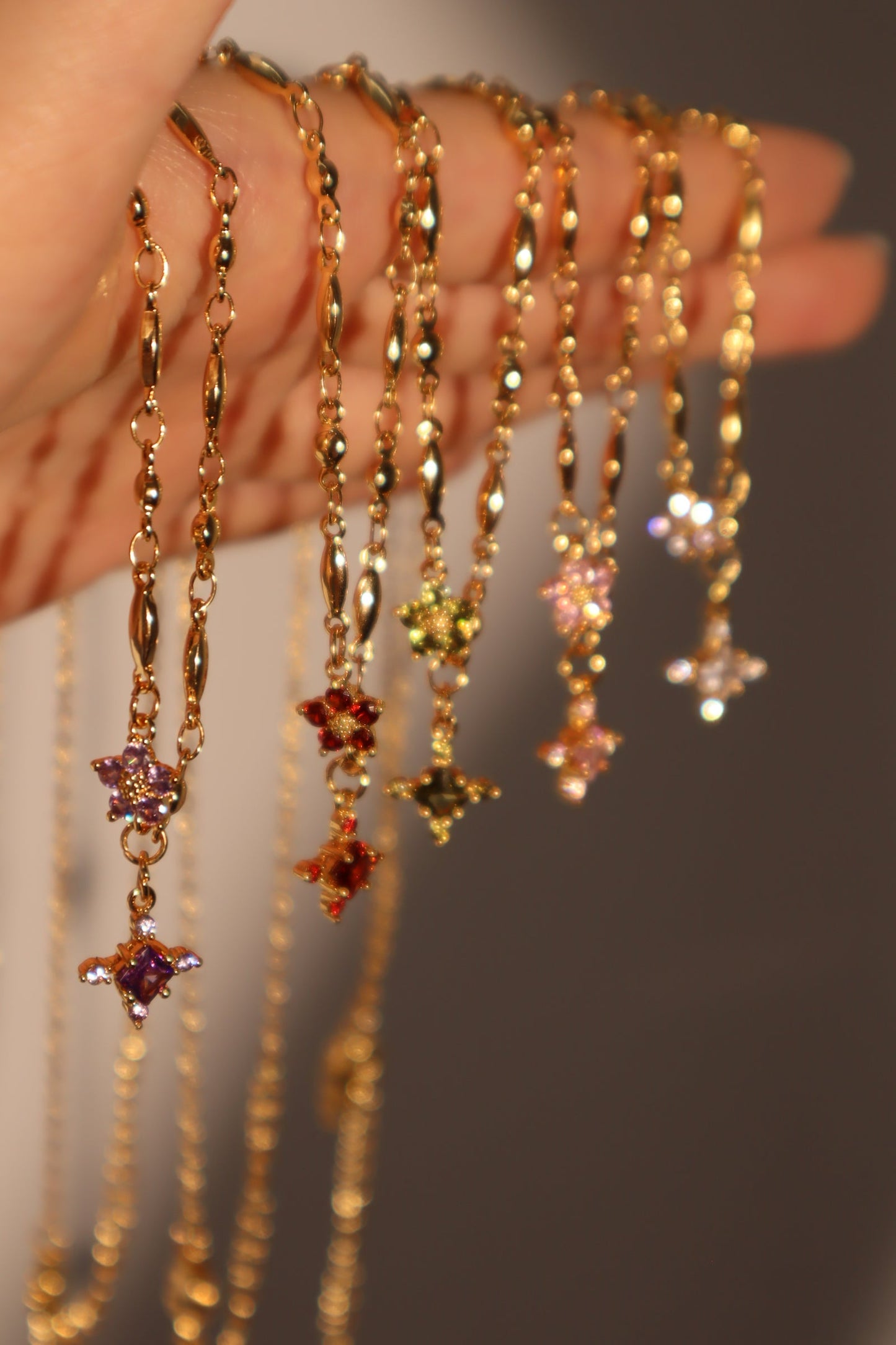 18K Real Gold Plated Purple Diamond Cross Necklace