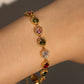 14K Real Gold Plated Multi Heart Color Gemstones Bracelet
