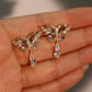 14K Real Gold Plated Blue Gem Butterfly Diamond Earrings