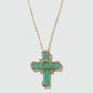 Gold Plated Green Cross Necklace