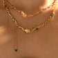 18K Real Gold Plated Green Gem Rose Necklace