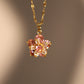 18K Real Gold Plated Spinning Pink Flowers Necklace