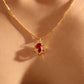 18K Real Gold Plated Red Rose Necklace