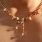 18K Real Gold Plated Blue Crystal Butterfly Necklace