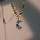 18K Real Gold Plated Moonstone Moon Star Necklace