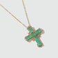 Gold Plated Green Cross Necklace