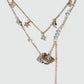 18K Real Gold Plated Shell Starfish Pearls Layer Necklace