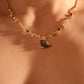 18K Real Gold Plated Black Shell Moon Necklace