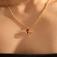18K Real Gold Plated Red Rose Necklace