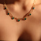 14K Real Gold Plated Double Layer Green Heart Necklace