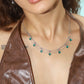 Platinum Plated Double Layer Green Heart Necklace